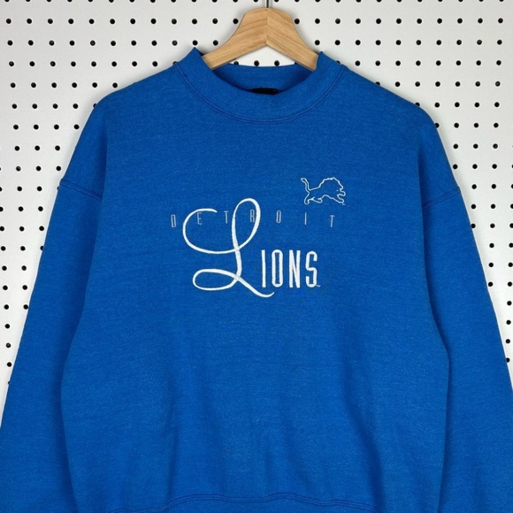 Detroit Lions Crewneck Sweatshirt Pullover Vintage‎ NFL USA Made 90s Blue Large